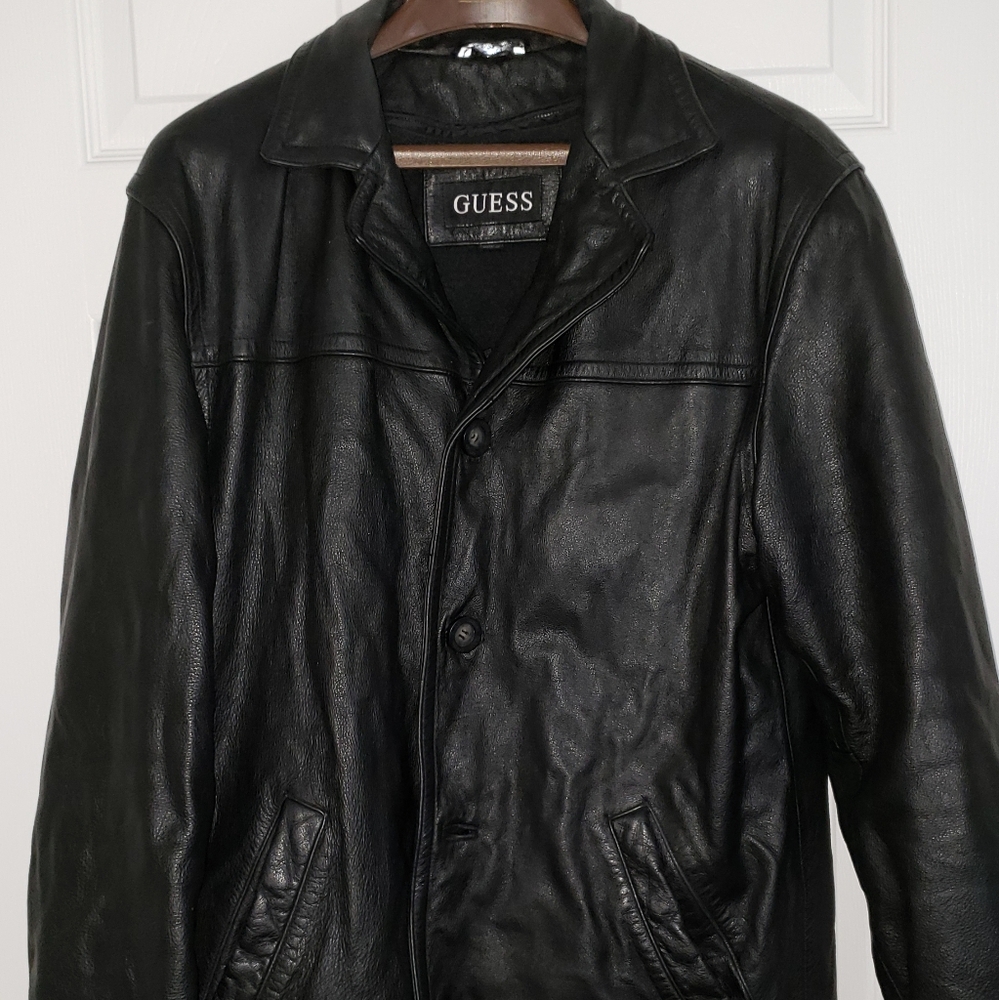 Men's Leather Coat. Black Color. Size Small. Runs Big.